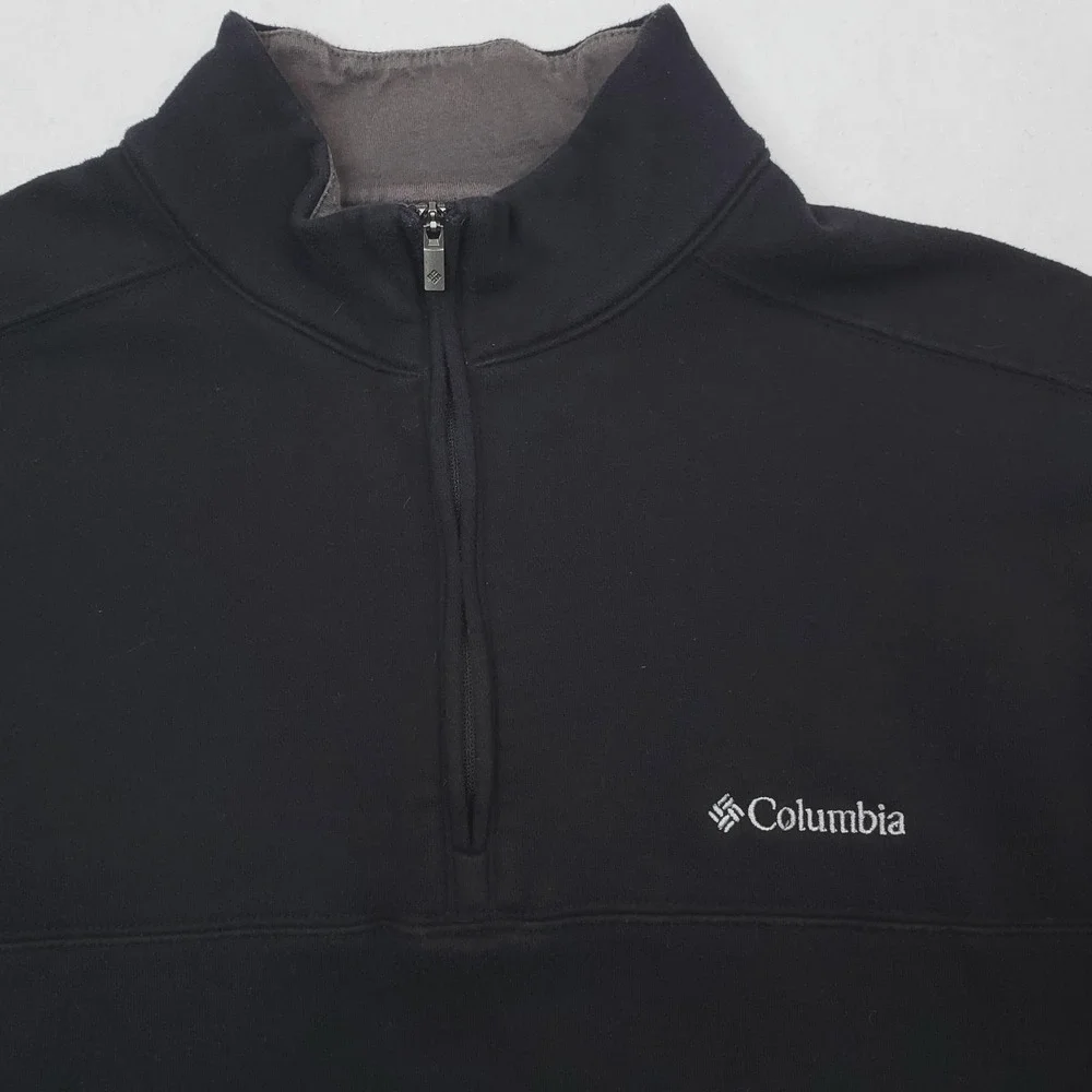 Columbia Quarter Zip Sweatshirt Mens Large Black Fleece Mock Neck Pullover